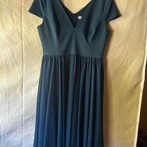 Dress the Population Corey Peacock Blue Chiffon Fit & Flair Cocktail Dress